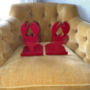 Lobster Large Red Metal Decorative Nautical Bookends CUTE